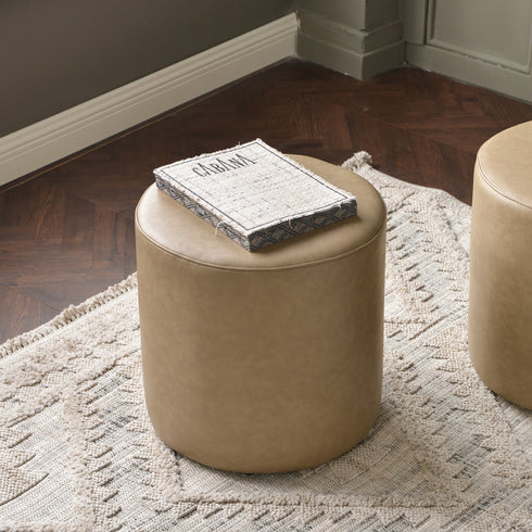 Elof Faux Leather Ottoman - Stylish Ottoman | Living Room Pouf | Kinwell Furniture | Modern Ottomans